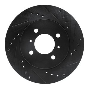 Mitsubishi Lancer Brake Rotor (1) - Front Right - R1 Concepts - Drilled & Slotted - Black - `98-`07